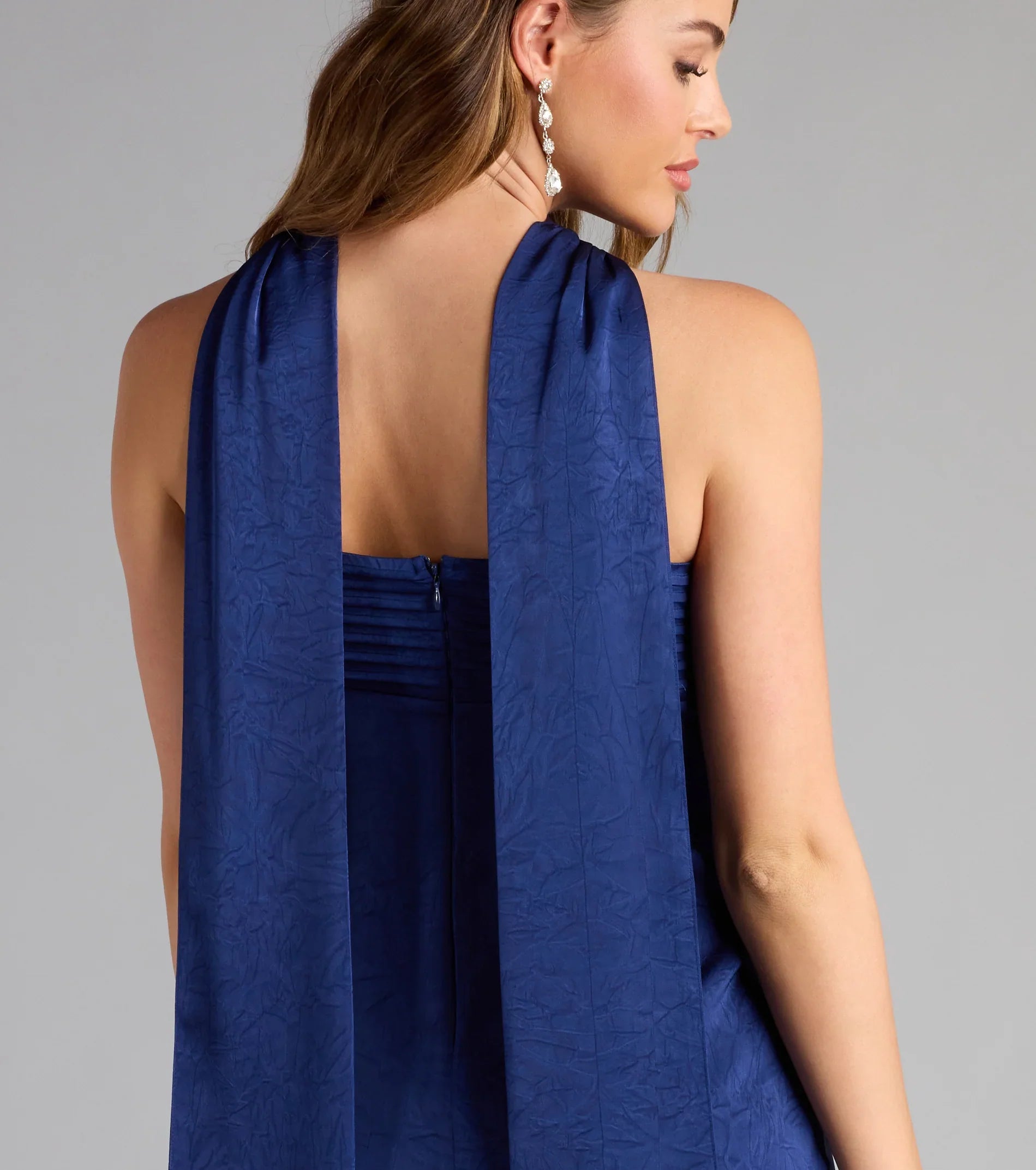 Eyes On Me Satin Mini Dress With Scarf
